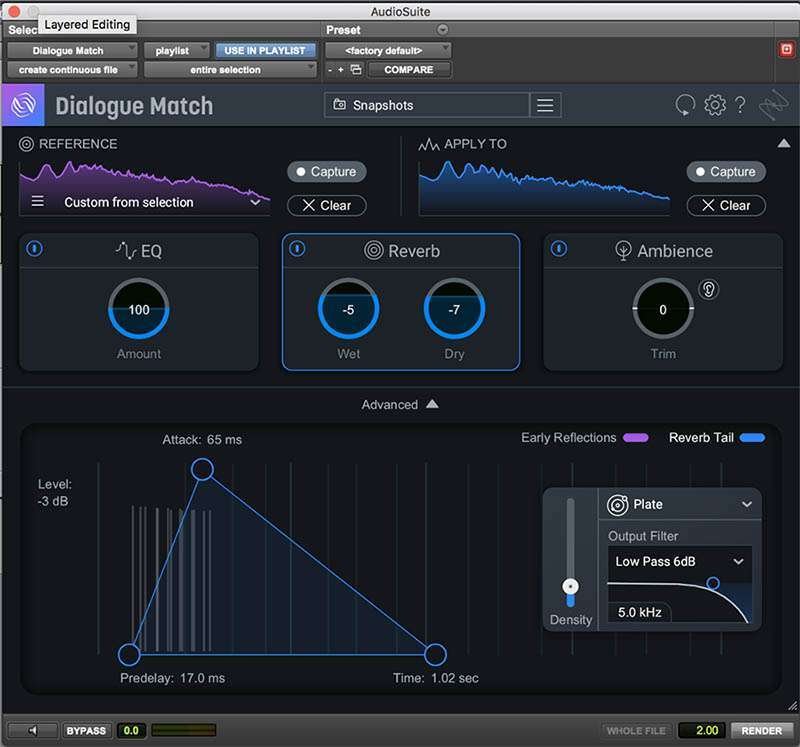 Izotope Dialogue Match for ADR in Pro tools